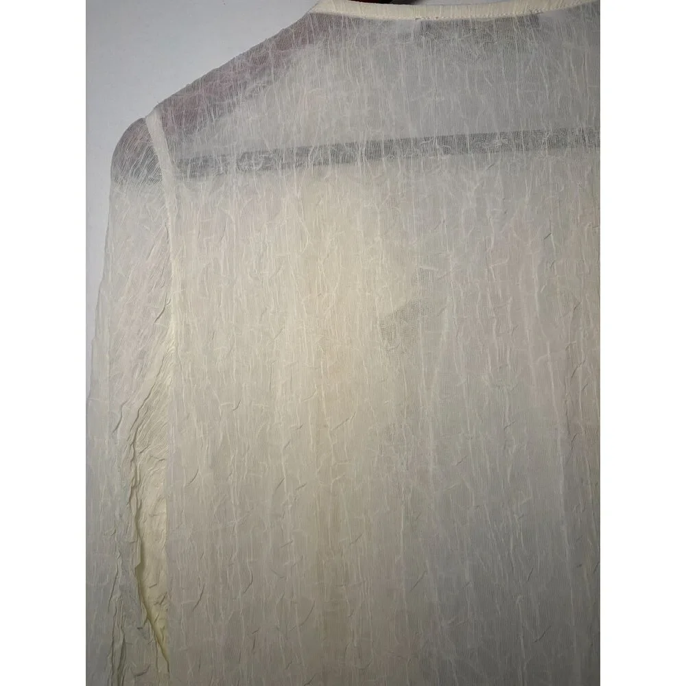 Cream Sheer Crinkled Longline Duster Cardigan